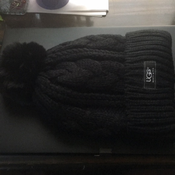 UGG Accessories - BNWOT Ugg Australia Black Beanie with Pompom
